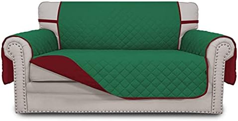 Easy-Going Reversible Couch Cover, 2 Cushion Sofa, Green/Christmas Red by Easy-Going