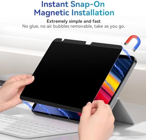 Magnetic Privacy Screen Protector Compatible with iPad Air 11 Inch (2024-2026, M2/M3/M4), Removable Anti Blue Light Glare Spy Filter, High Sensitive Bubble-Free Black Security Private Shield - Image 3