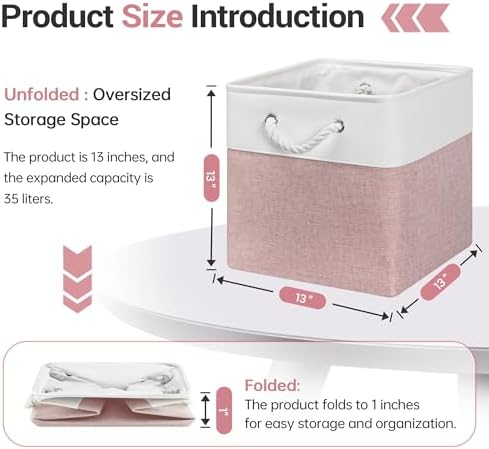 ECDYQXVU 13x13x13 Inch Storage Cube Bins Foldable Organizer Baskets 6 Pack - Image 3