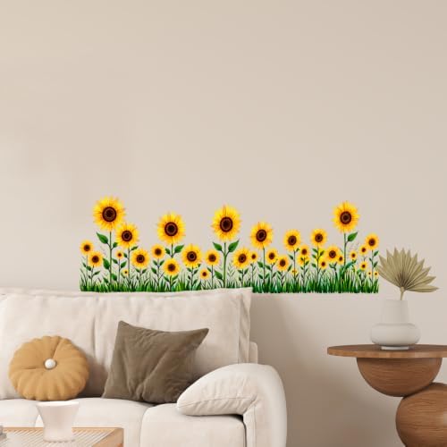 Sunflower Border Wall Decals Peel and Stick, Floral Garden Wall Stickers, Removable Botanical Vinyl Wall Decor, Flower Wall Art for Bedroom Living Room Kitchen Farmhouse Home Decorations - Image 4