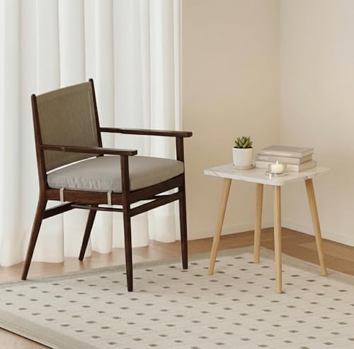 FORAOFUR Small End Table, Side Table Accent Table Living Room Bedroom Balcony Office, Modern Bedside Table Home Decor, Mini Table for Small Spaces, Short Coffee Table, Easy Assembly, Marble White - Image 5