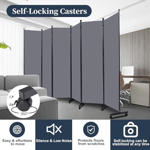 Room Divider 6 Panel-132''Wide Folding Privacy Screen, Large Partition Wall - Image 4