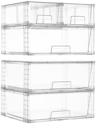 Vtopmart Clear Stackable Storage Drawers, 5 Pack Wide Storage Set by Vtopmart