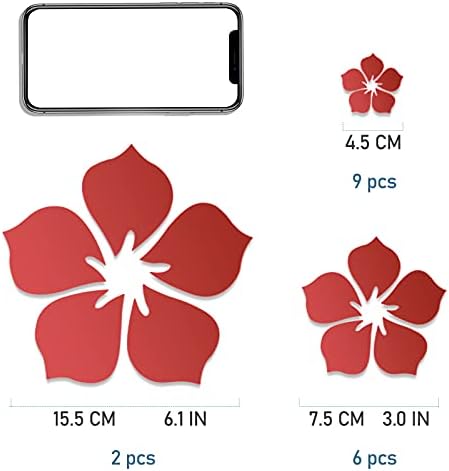 Philbinden Acrylic Mirror Floral Wall Stickers Self Adhesive Mirror Decor Removable 3D Flower DIY Wall Sticker for Living Room Bedroom Bathroom (Red) - Image 2