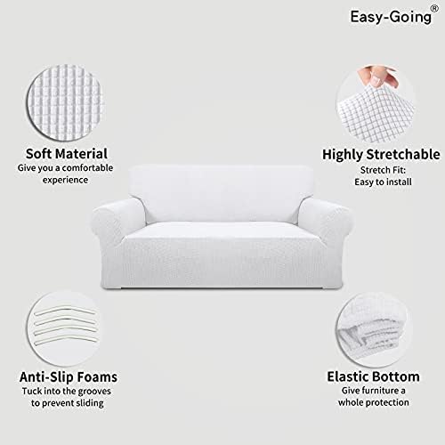 Easy-Going Stretch Oversized Loveseat Couch Covers Washable Snow White - Image 3