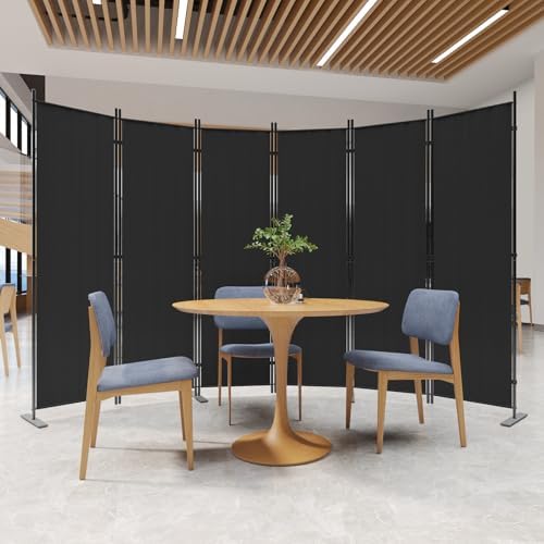 C-Hopetree 6 Panels Room Divider, 6 Ft Tall Indoor Folding Privacy Screen, Portable Partition Separator, Freestanding Separation Temporary Wall for Office, Bedroom, 120" W X 71" H, Black - Image 2