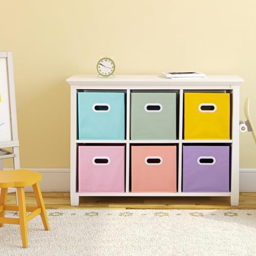 Stero Fabric Storage Cubes Bins, 11 inch Fun Colored Foldable Storage Baskets with Dual Plastic Handle for Home, Kids Room, Closet and Toys Organization, Multi Colored, Set of 6 - Image 6