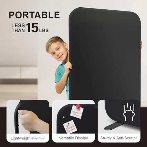 DECOLAB Freestanding Room Partition Divider Panel 29"x65" Midnight - Image 4