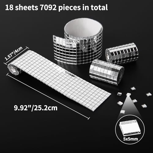 Art3dwallpanels Self-Adhesive Glass Mirror Mosaic Tiles, Silver, 18 Pack - Image 2