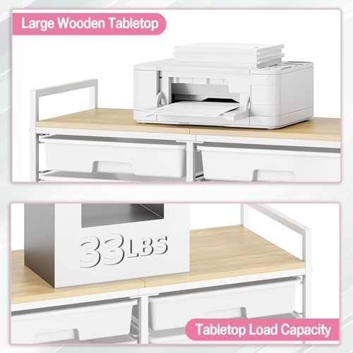 TOOLF 12 Drawers Rolling Storage Cart with Wooden Top for Classroom,Pink - Image 6