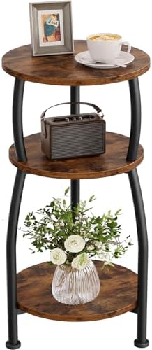 Small Round Side Table, 3-Tier Slim End Table for Small Spaces by designyourhome