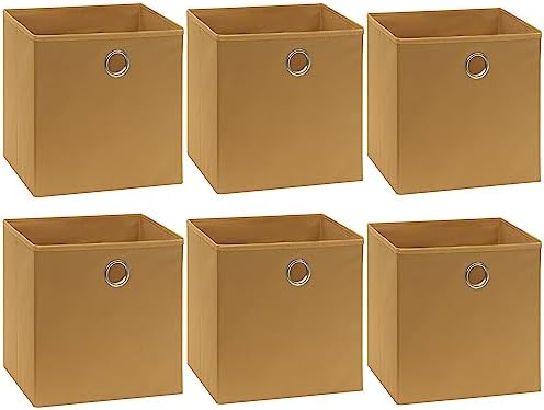 Simple Houseware 11-Inch Foldable Cube Storage Bins with Handles, Tan - Image 6