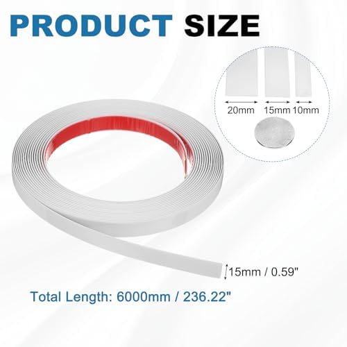 uxcell Beige Peel and Stick Molding Trim, 0.6 Inch x 19.7 ft Self-Adhesive Mirror Tape, Flexible PVC Border Strip for Wall Decoration Tile Edge Ceiling Floor Frame Furniture Decoration - Image 2