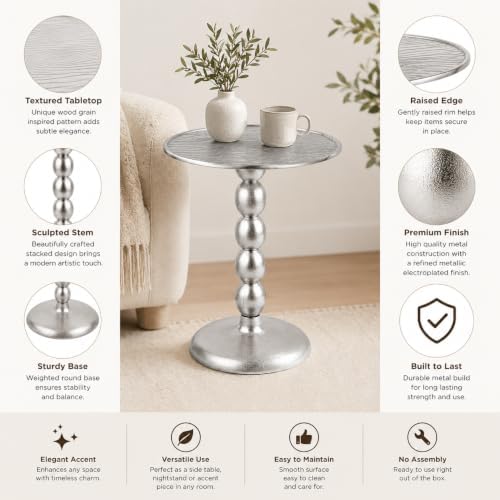 CLEENTABLE Round Farmhouse End Table, 15x21 - Image 5