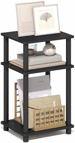 Furinno Turn-N-Tube 3-Tier Toolless Side Table, Compact, Dark Americano by Furinno-FitsYourSpaceFitsYourBudget