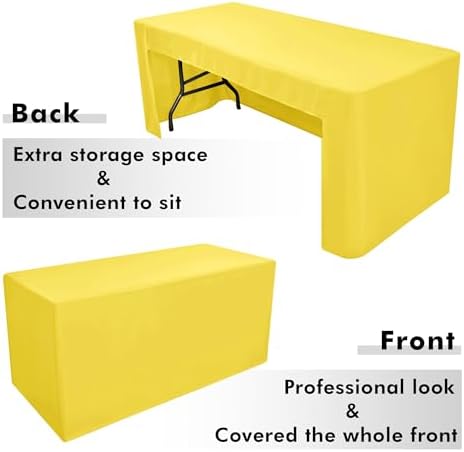Nasitos 2 Pack 6' Fitted Tablecloth Yellow Trade Show Table Cloth-Open Back Tablecloth Washable and Wrinkle Resistant Rectangular Trade Show Table Cover for Weddings, Parties, Banquet, Baby Shower - Image 4