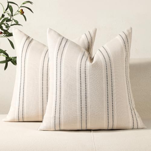 Hckot Decorative Throw Pillow Covers 24x24 Set of 2 Striped Pillow Covers by Hckot