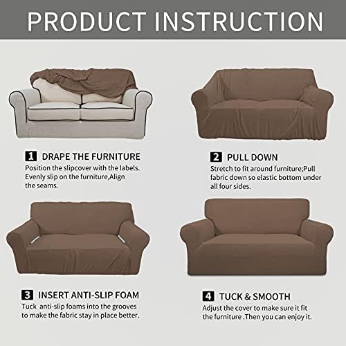 Easy-Going Stretch Oversized Loveseat Couch Covers Washable Brown - Image 6