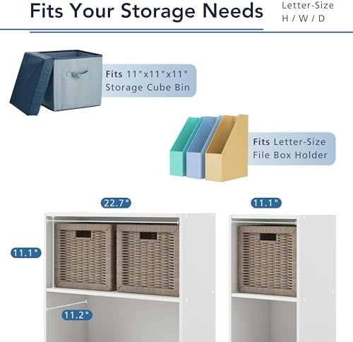 Homes: Inside + Out Apexa 4-Cube Storage Organizer Shelves, Stackable Wood Bookcase Fits Cubby Bins for Organization, Dorm Teen Room Decor & Home Office, Steel Blue - Image 4