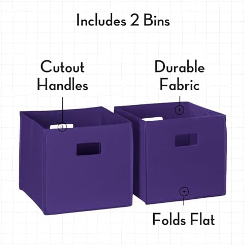 RiverRidge Folding Storage Bins - 2-pack of 10in Tall Dark Purple Cubes - Image 4