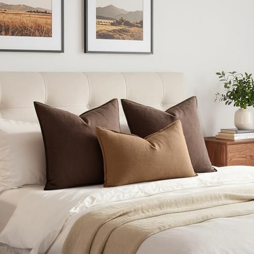 MIULEE Decorative Linen Lumbar Pillow Cover 12x20 Inch Brown - Image 4