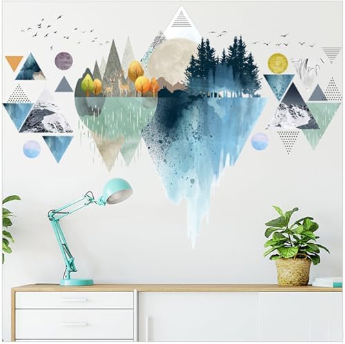 Nordic Geometric Wall Stickers Mountain Wall Decal Murals Peel and Stick | 33 x 49in DIY Removable 3D Wall Art Stickers Home Decor for Office Bedroom Nursery Living Room - Image 5