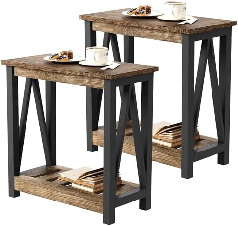 ChooChoo Farmhouse End Table Set of 2,Narrow Side Table by ChooChoo