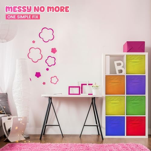 4E's Novelty 6 Packs 11 Inch Rainbow Color Storage Cube Bins, Colorful Storage Baskets For Nursery, Kids Room, Fabric Baskets For Toys, Clothes, Boho Cube Bins for Classroom Organization & Storage - Image 6