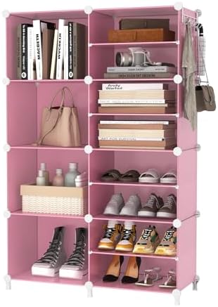 AWTATOS Closet Organizer 8 Cube Storage Shelves, Pink - Image 7
