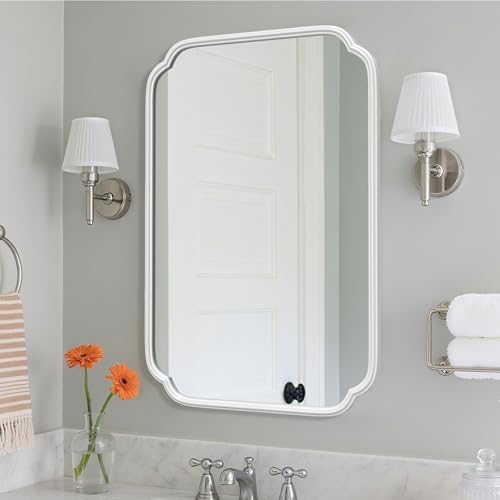 Ferytange White Bathroom Mirror for Wall 20×30 Inch - Multi-Size Durable Iron Frame, Shatterproof Glass, Versatile for Bathroom/Bedroom/Living Room Decor (Horizontal or Vertical Mount) by FerytangeHome