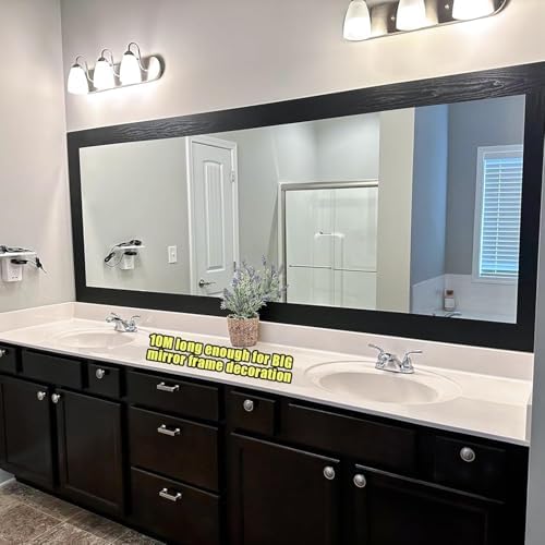 Teemall 10M Black Wood Grain Removable PVC Waterproof Border Wall Decor Removable Self Adhesive Kitchen Bathroom Tiles Sticker Wallpaper 4.2x390 (Black, 2" x 390") - Image 2