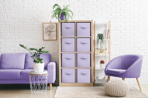 Sorbus Fabric Storage Cubes, 8 Pack, with Handles (11 Inch, Pastel Purple) - Image 2