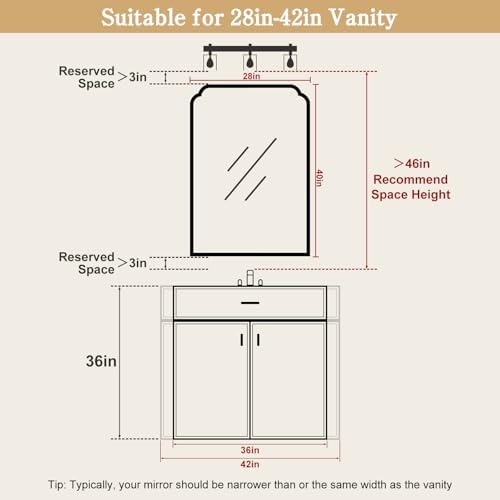 WallBeyond 28" x 40" Wood Bathroom Mirror for Wall Mounted, Rustic Rounded Corner Vanity Mirror for Entryway, Living Room or Bedroom Home Decorative [28" x 40" Natural Color] - Image 4