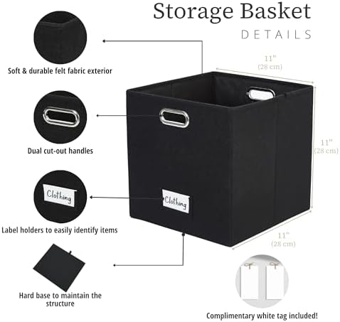 DECOMOMO Felt Storage Bins, 11 inch Cube Storage Bin with Labels - Image 3