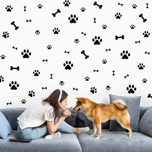 AOWDIAO 174 Pcs Dog Paw Decals - Peel and Stick Vinyl Wall Stickers for Dog's Room, Playroom & Party Decor by AOWDIAO
