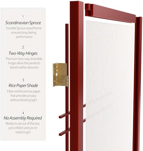 4 ft. Short Double Cross Shoji Screen - Rosewood - 3 Panels - Image 4