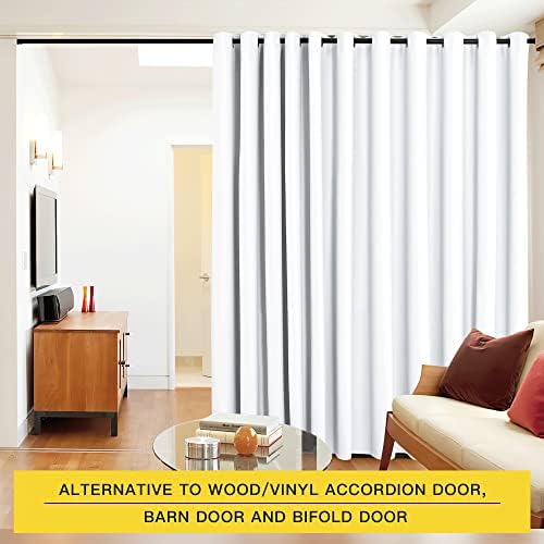 NICETOWN Closet Door Heavy Curtain, Room Dividers Shade Screens Partitions, Extra Large Grommet Space Partition Curtain, Screen Dividers for Rooms (1 Pack, 20ft Wide x 9ft Long, White) - Image 2