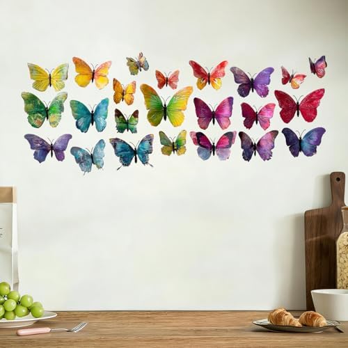ANNA QUEEN Colorful Butterfly Wall Decals Peel and Stick Rainbow Butterfly Wall Stickers Removable Vinyl Butterfly Wall Decor for Girls Bedroom Nursery Living Room Window Wall Art - Image 3