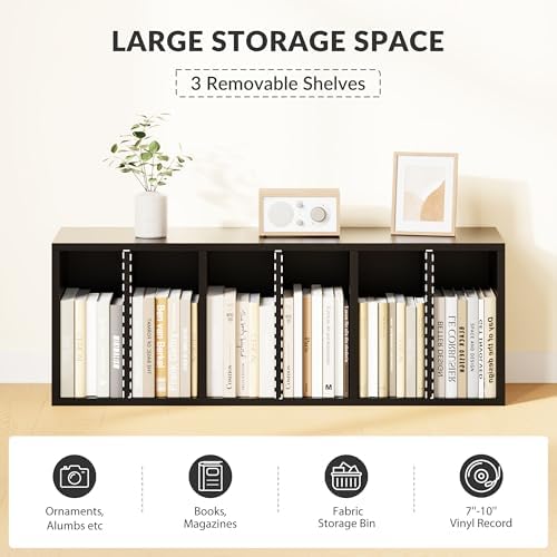 IOTXY DIY Modular Cubby Bookcase - Stackable 6-Cube Open Bookshelf, Black - Image 4