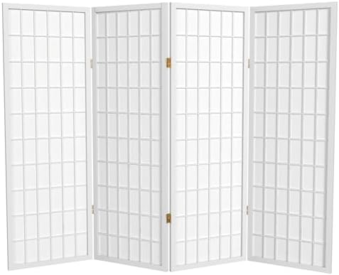 4 ft. Short Window Pane Shoji Screen - White - 4 Panels by RedLantern