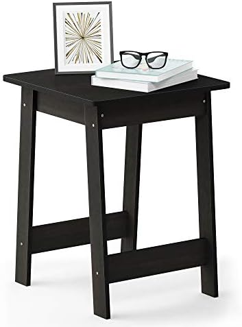 Furinno BEGINNING Side Table, Square Modern End Table with H-Legs, Night Stand, Bedside Table, Soft Edges, Easy Assembly, for Living Room, Bedroom, Espresso by Furinno-FitsYourSpaceFitsYourBudget