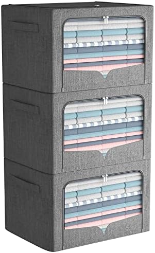 FHSQX 3 Pack Clothes Storage Bins with Metal Frame by FHSQX