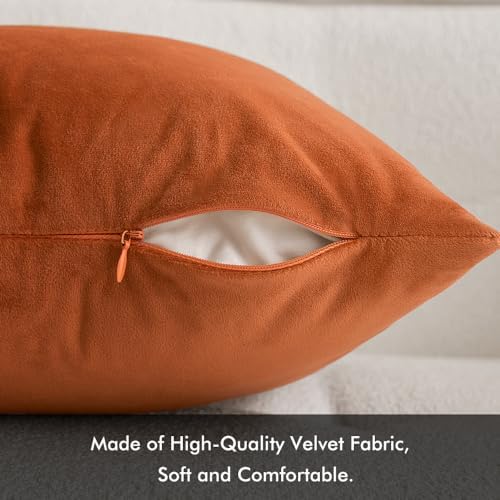 MIULEE 12x20 Inch Lumbar Velvet Fall Throw Pillow Covers Orange - Image 3