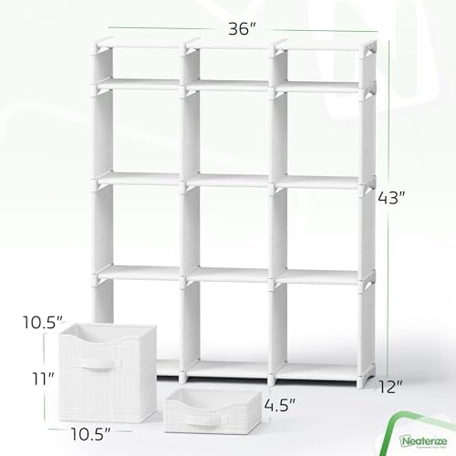 Cube Storage Organizer with Storage Bins Included - The Perfect Closet Organizers and Storage Solution. Includes 12 Storage Cubes, Great For Toy Storage, Closet Storage, Clothes Storage (White-Grey) - Image 3