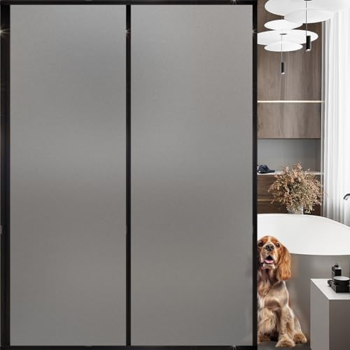 Window Privacy, Removable Glass Door Privacy Film, Suitable for Bathrooms, Offices, Static Cling Decorative Film, Reusable Window Stickers (Grey, 29.6 x 78.7 inch) by DERZGAO