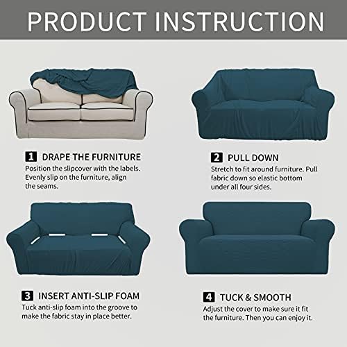 Easy-Going Stretch Oversized Loveseat Couch Covers Washable Deep Teal - Image 6