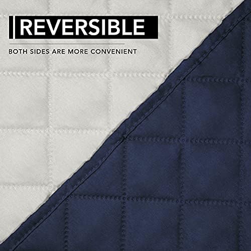 Easy-Going Reversible Couch Cover, Recliner 19 in, Navy/Ivory - Image 3