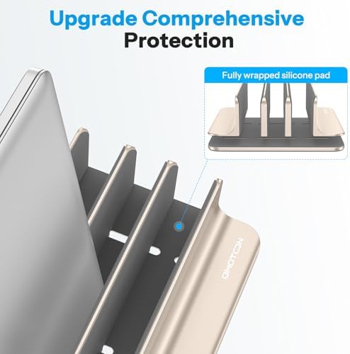 OMOTON 3-Slot Multiple Vertical Laptop Stand, Fits MacBook, Starlight - Image 4