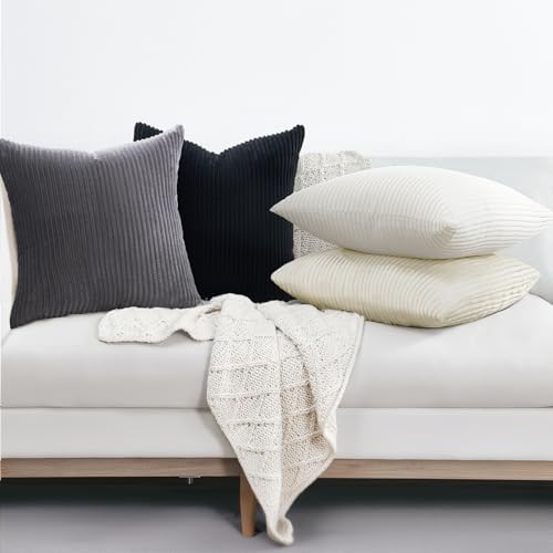 Topfinel Black and White Decorative Throw Pillow Covers Cushion Cases,Set of 4 Soft Velvet Modern Unique Designs,Mix and Match for Home Decor,Pillow Inserts Not Included (22x22 inch,Black/White) - Image 4