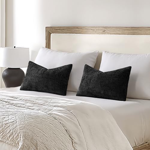 MIULEE Decorative Lumbar Throw Pillow Covers 12x20 Inch Black 2 Pack - Image 3